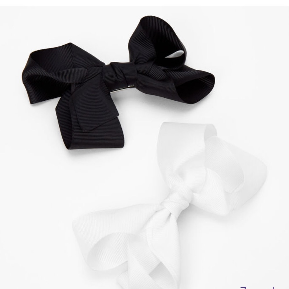 Black/White Cheer Bow Hair Barrettes - 2 Pack